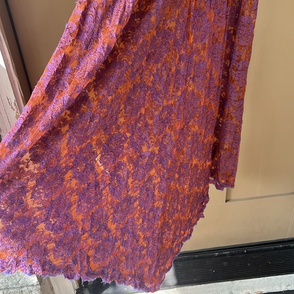 Free People Y2K Whimsigrunge Lace Sheer Tunic Top Embroidered Purple Sz S - Picture 4 of 9
